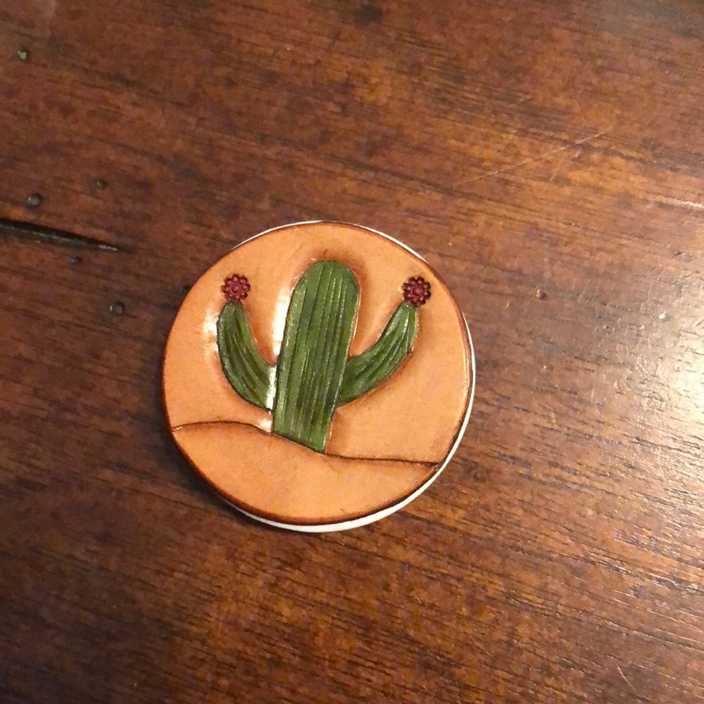 Pop socket leather phone grip, cactus western boho